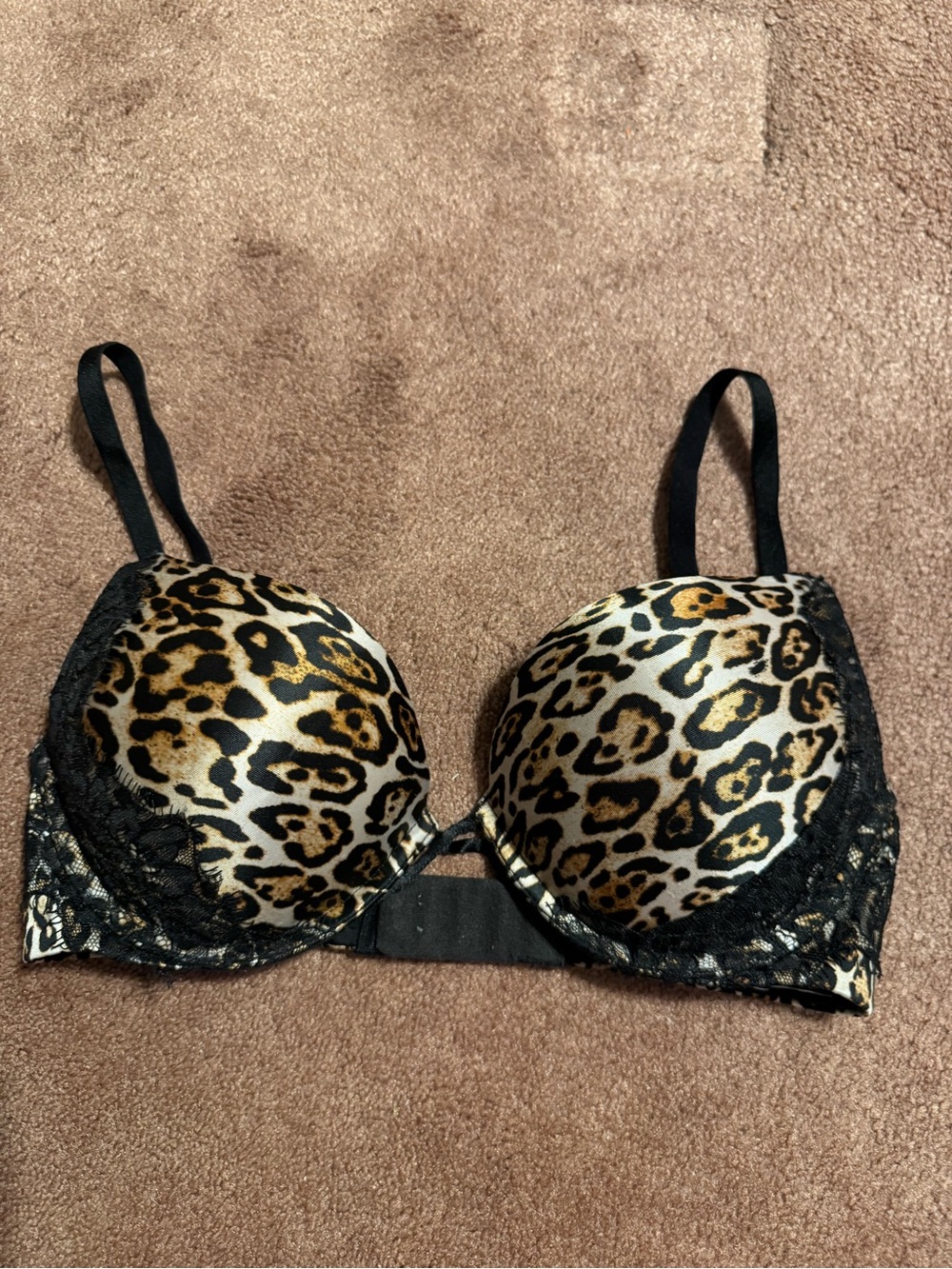 Victoria Secret Bombshell Leopard Print Bra with Black Lace